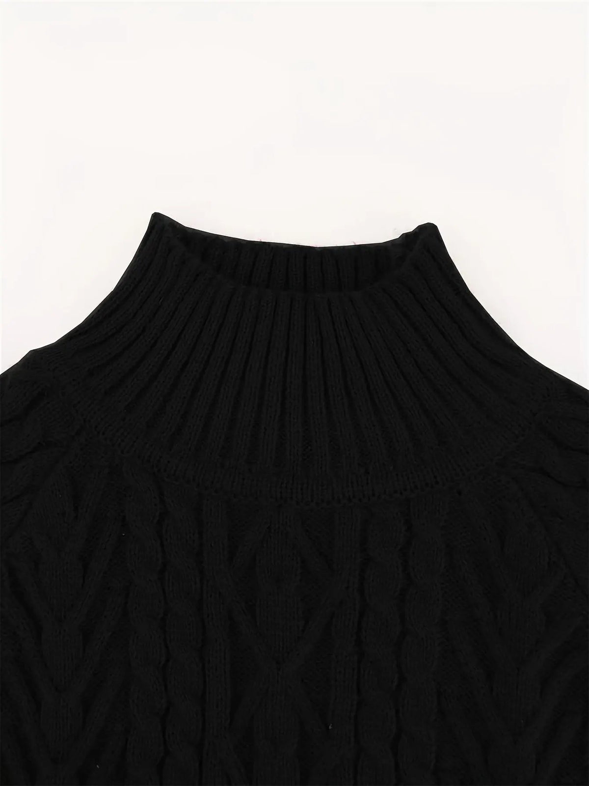 Women's Cable Knit Half Collar Sweater For Layering-Women's Sweaters-Bellmaren-Navy-S-My Store