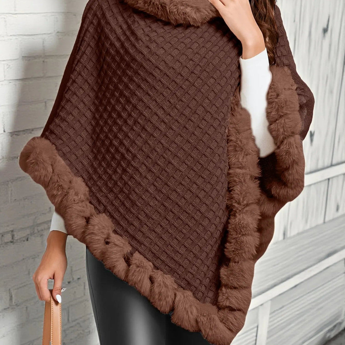 Willow | Cozy Fur-Trim Poncho by My Store
