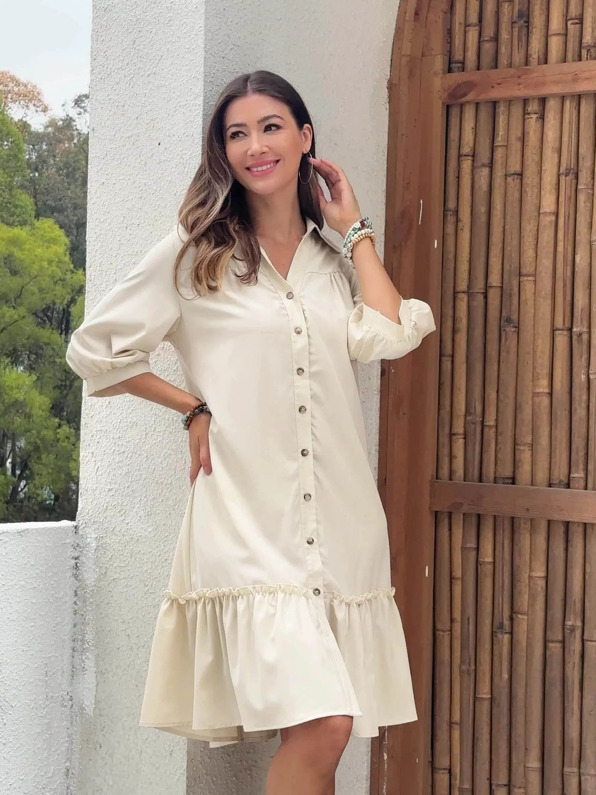 Maevelle | Buttoned Boho Midi Dress by My Store