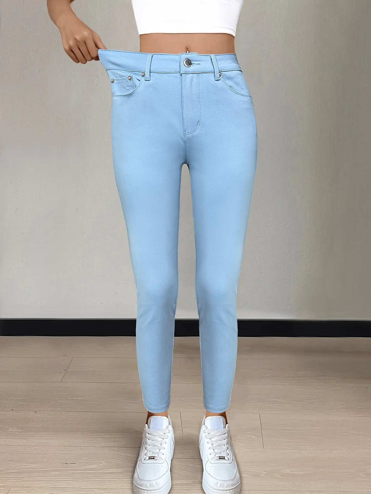 Women's High-Waist Skinny Jeans with Gentle Stretch-Women's Jeans-Bellmaren-Black-S-My Store