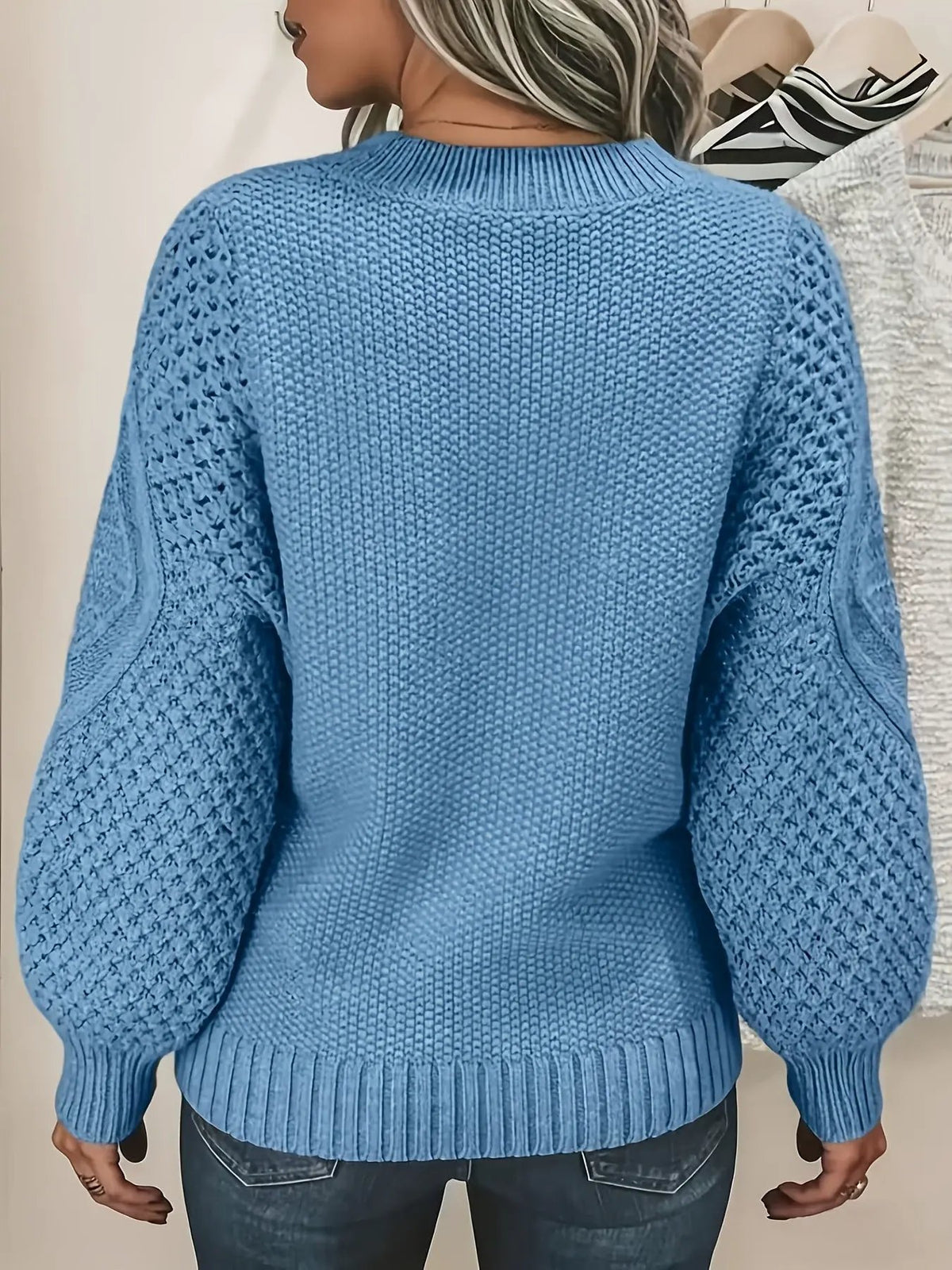 Women's Oversized Lantern Sleeve Textured Jumper-Women's Sweaters-Bellmaren-Pink-XL-My Store