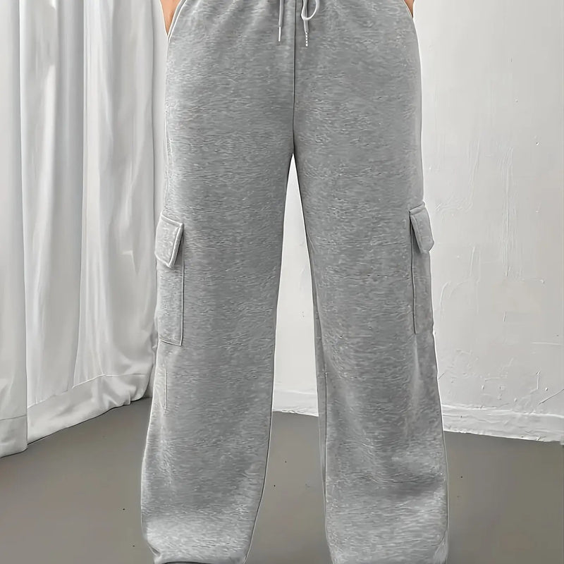 Women's Relaxed Lined Cargo Joggers – Drawstring Waist, Roomy Pockets