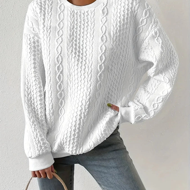 Women's Cable Knit Crew Neck Jumper – Relaxed Fit