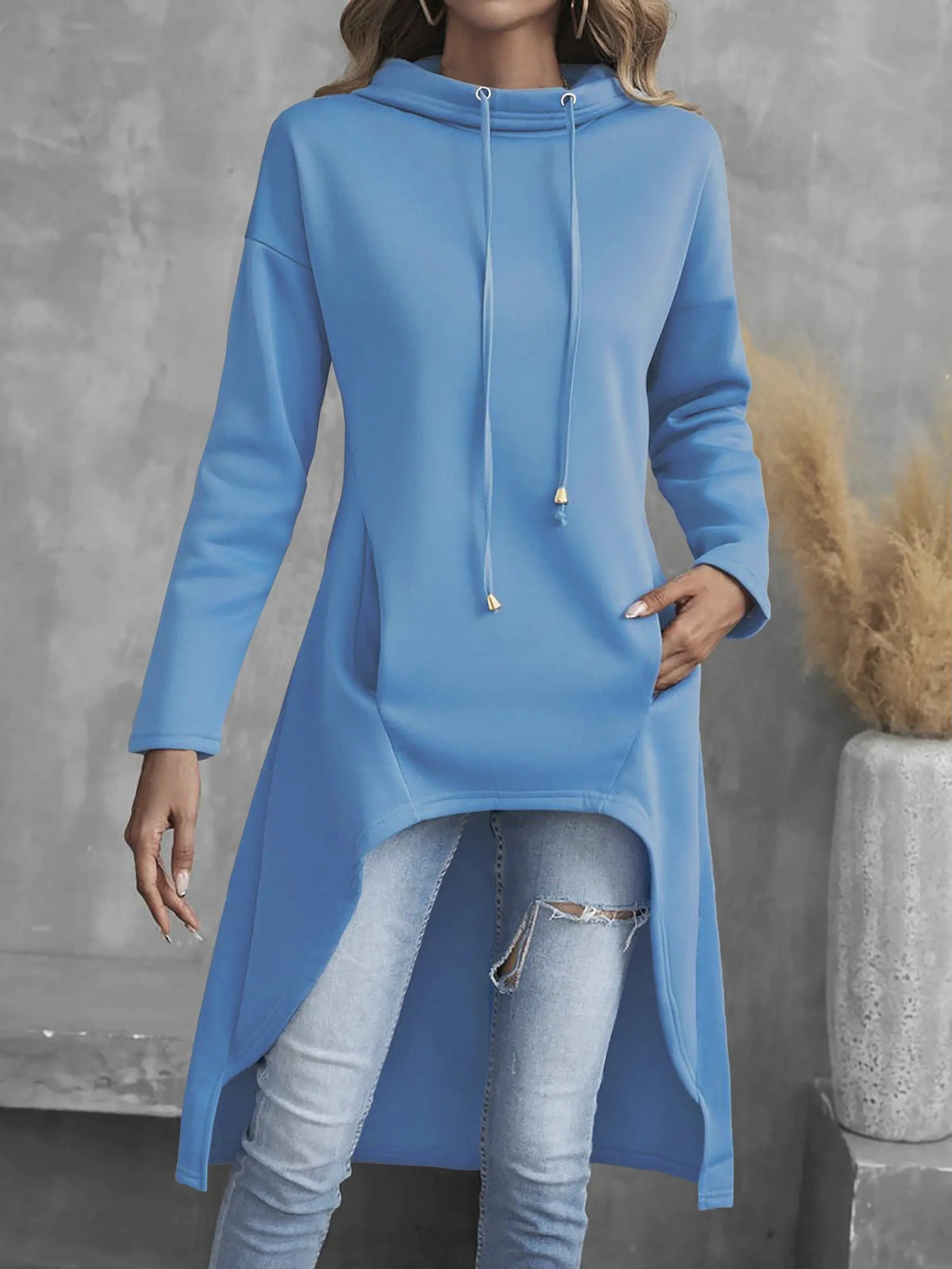 Tabitha | High-Low Drawstring Hoodie by My Store