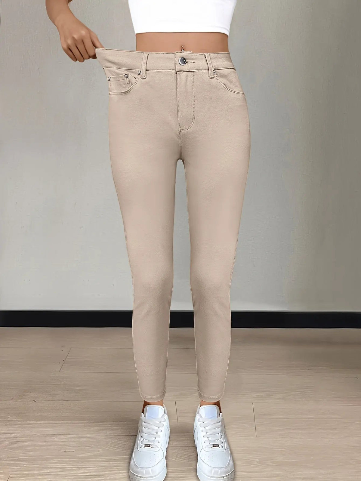 Women's High-Waist Skinny Jeans with Gentle Stretch-Women's Jeans-Bellmaren-Black-S-My Store