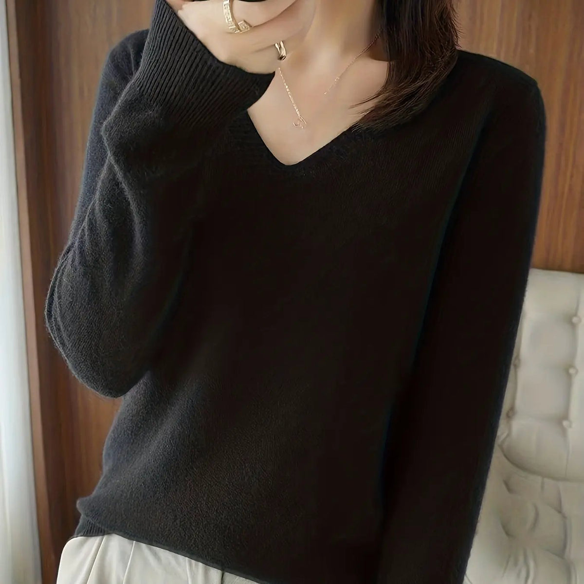 Selene | Soft V-Neck Sweater by My Store