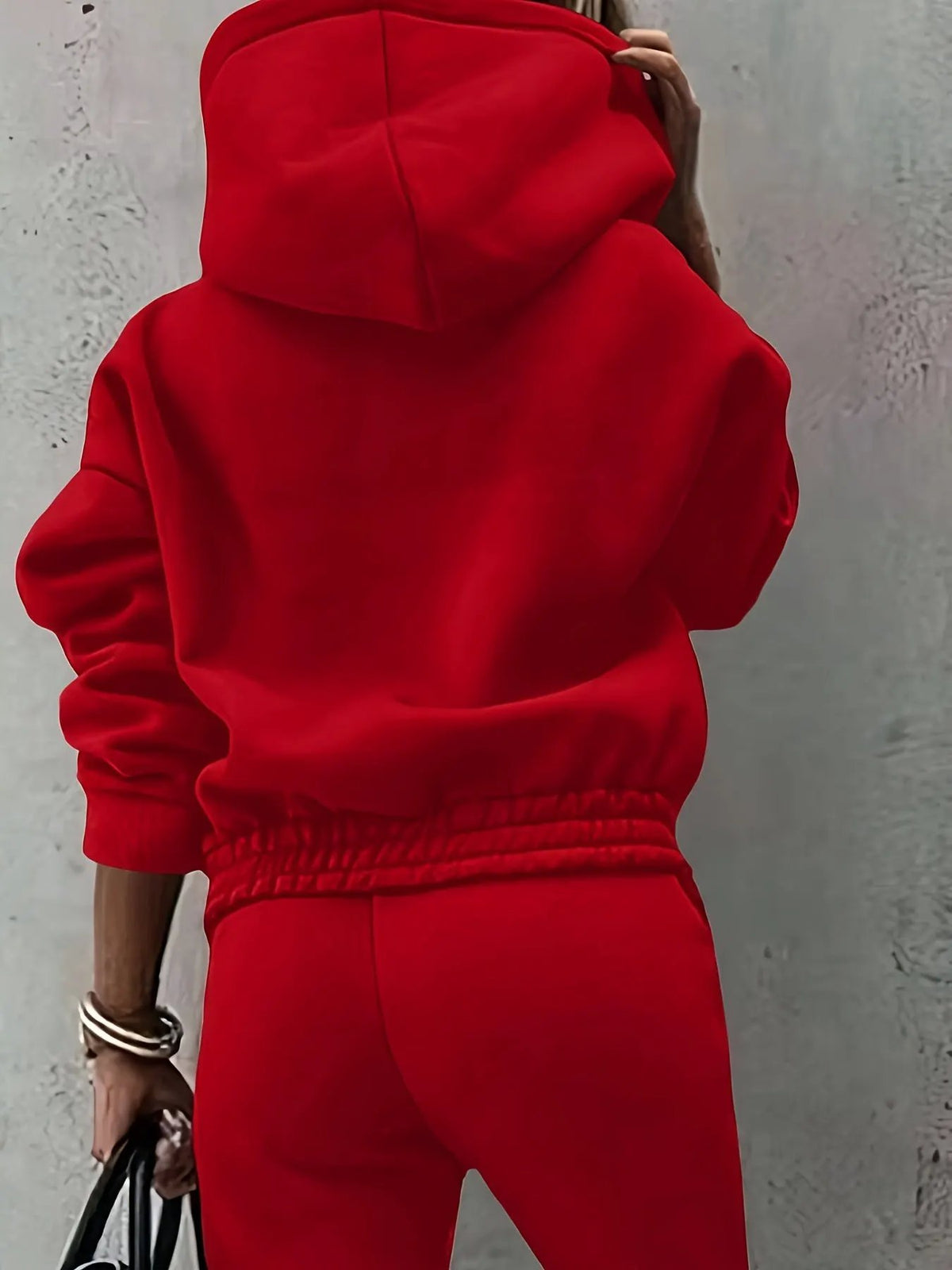 Women's Relaxed Matching Hooded Lounge Set-Women's Loungewear-Bellmaren-Red-S-My Store
