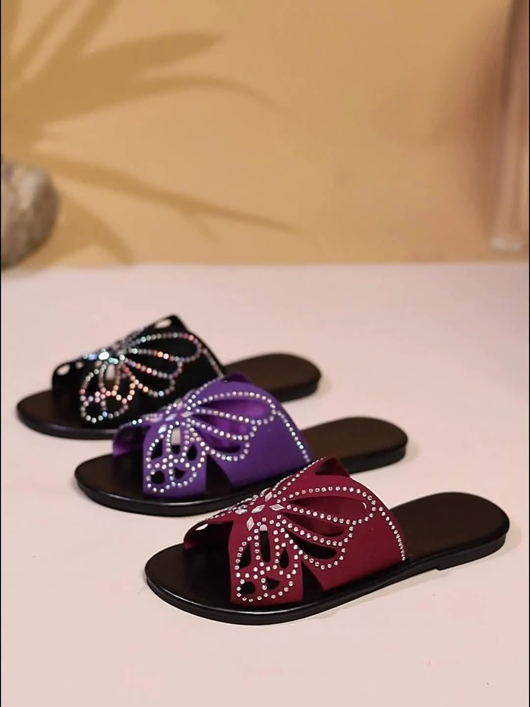 Faye | Sparkling Butterfly Slide Sandals by My Store