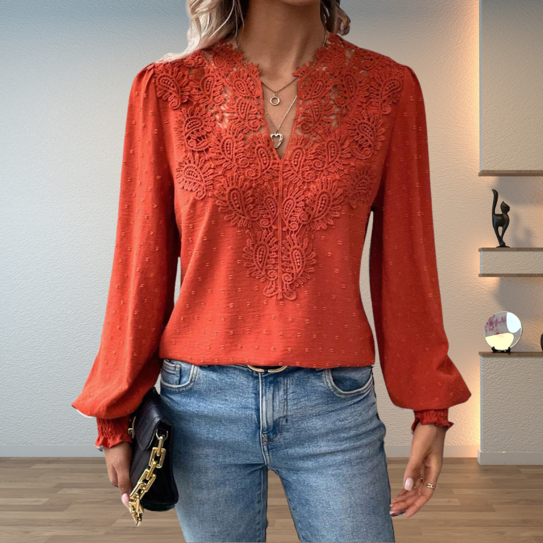 Marlene | Elegant Lace-Trim Blouse by Bellmaren