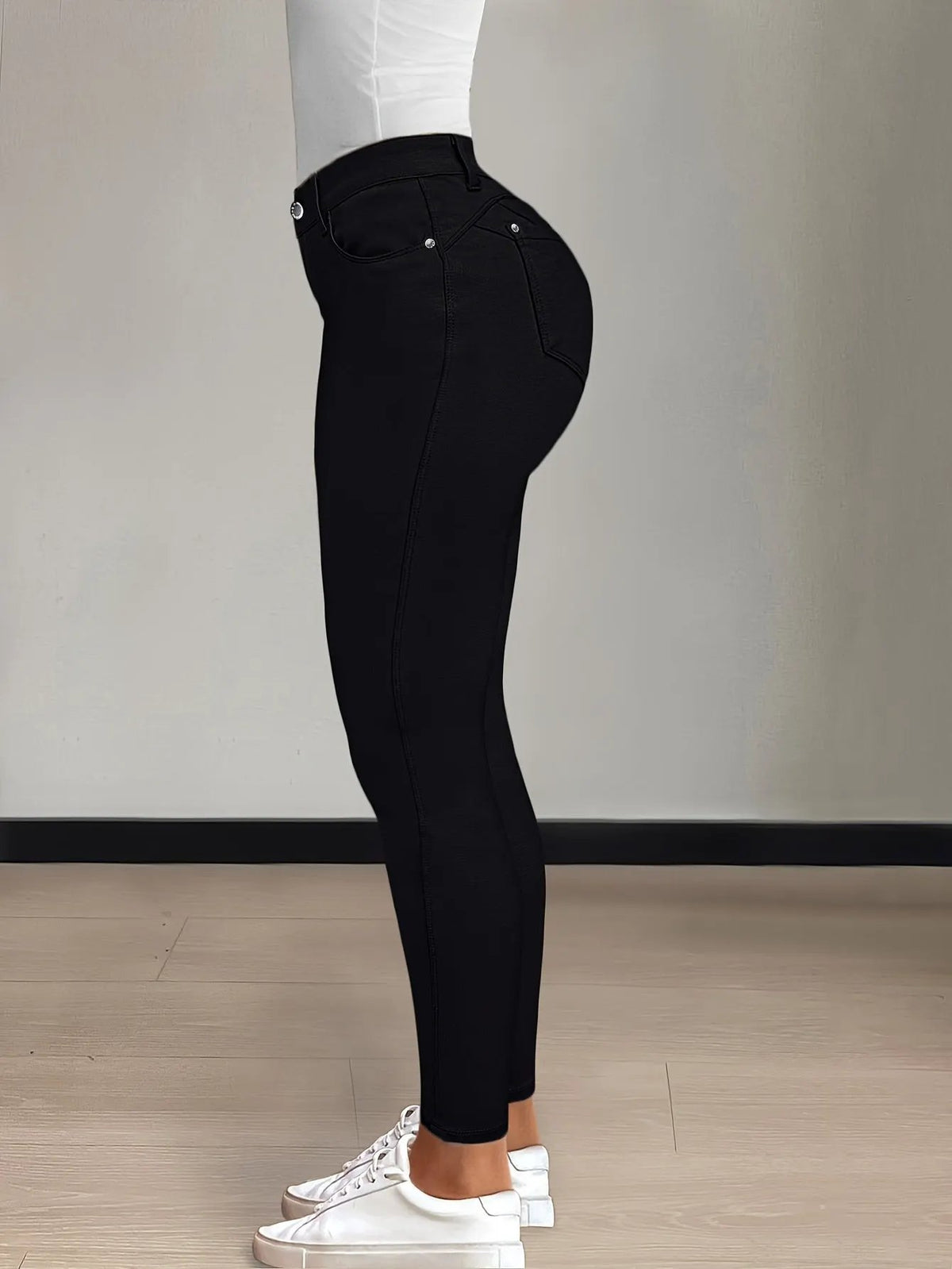 Women's High-Waist Skinny Jeans with Gentle Stretch-Women's Jeans-Bellmaren-Black-S-My Store
