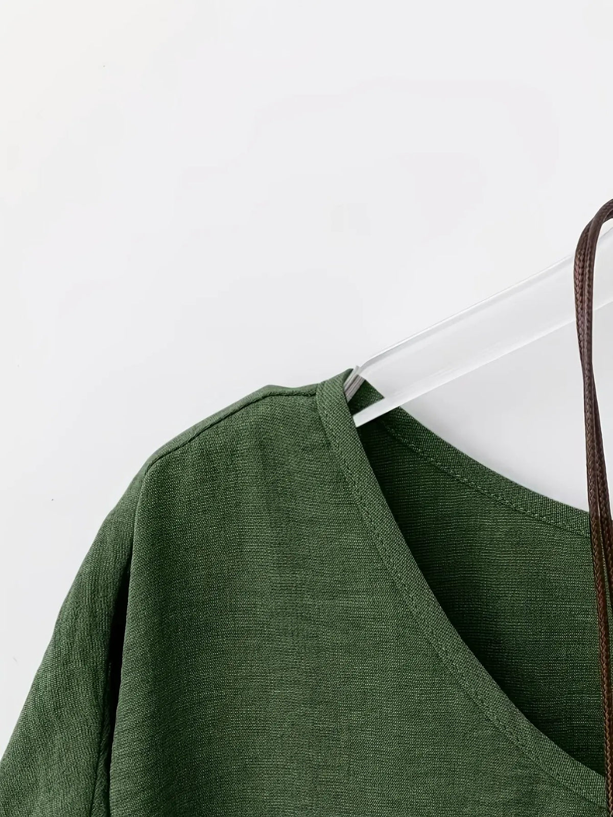 Women's Flowy Batwing Blouse With Rounded Neck-Women's Tops-Bellmaren-Khaki-S-My Store