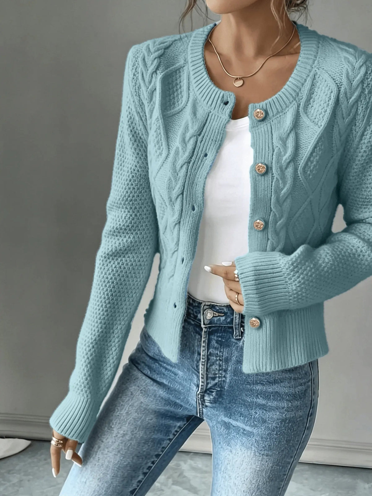 Women's Cable-Knit Button-Front Cardigan-Women’s Cardigans-Bellmaren-Black-S-My Store