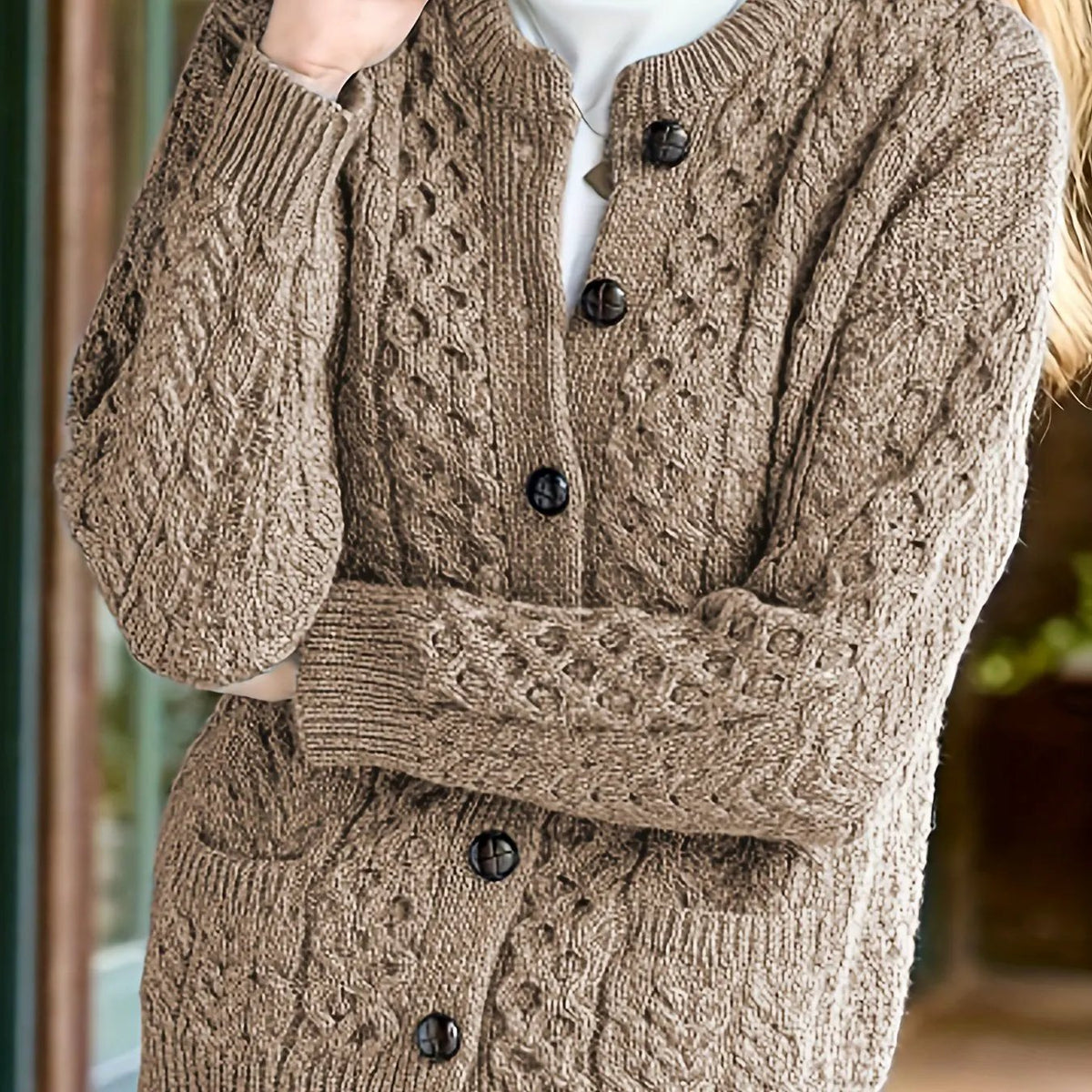 Fern | Textured Button-Front Cardigan by My Store