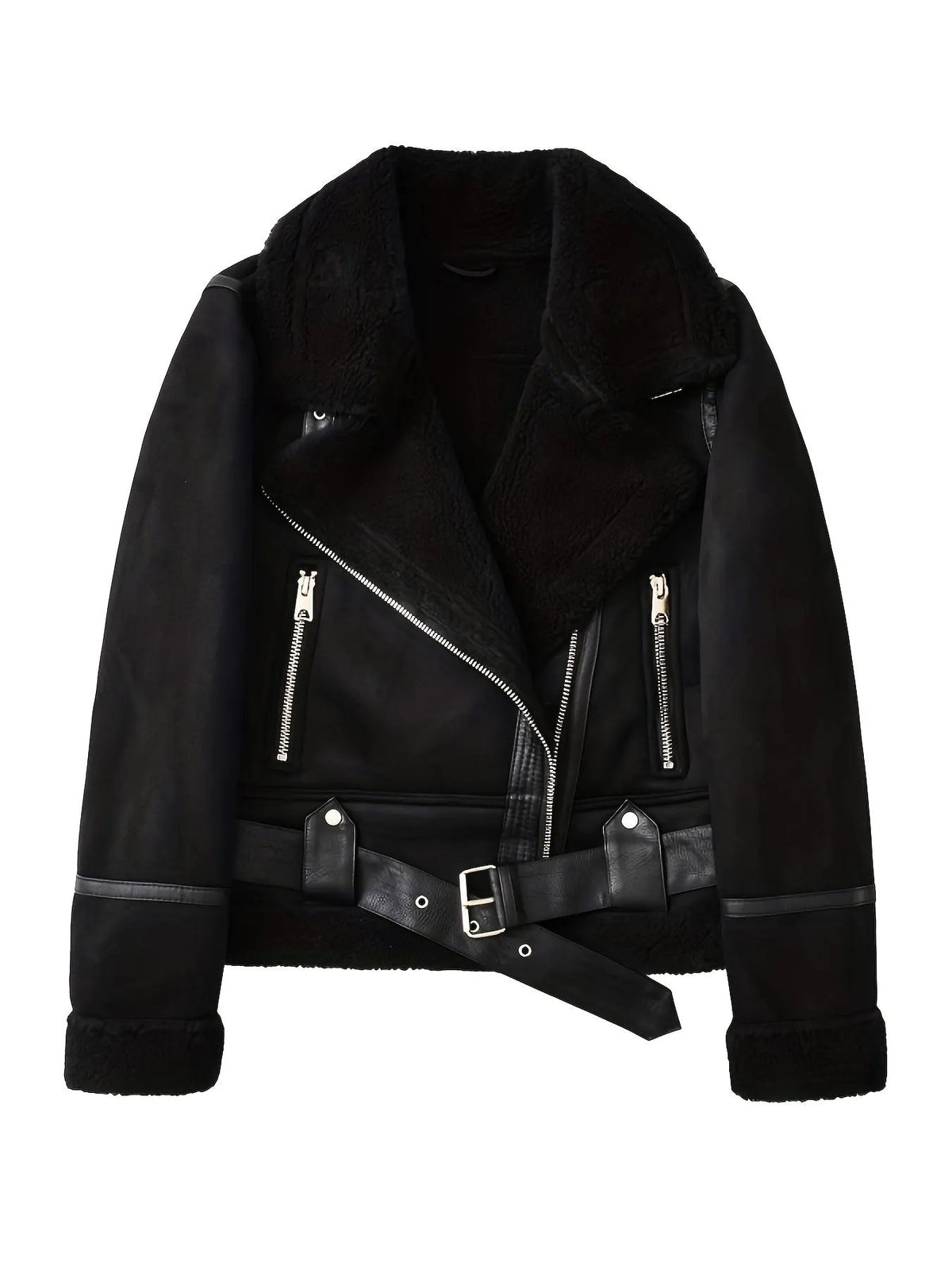 Women's Belted Aviator Jacket with Zip Front-Women's Coats & Jackets-Bellmaren-Camel-XS-My Store