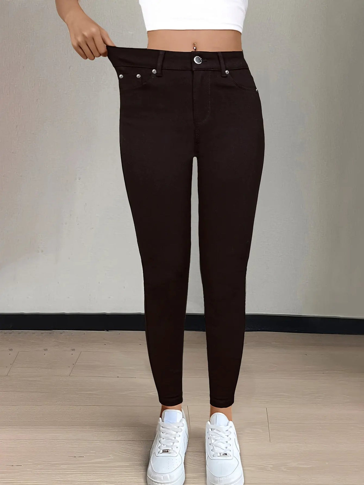 Women's High-Waist Skinny Jeans with Gentle Stretch-Women's Jeans-Bellmaren-Black-S-My Store