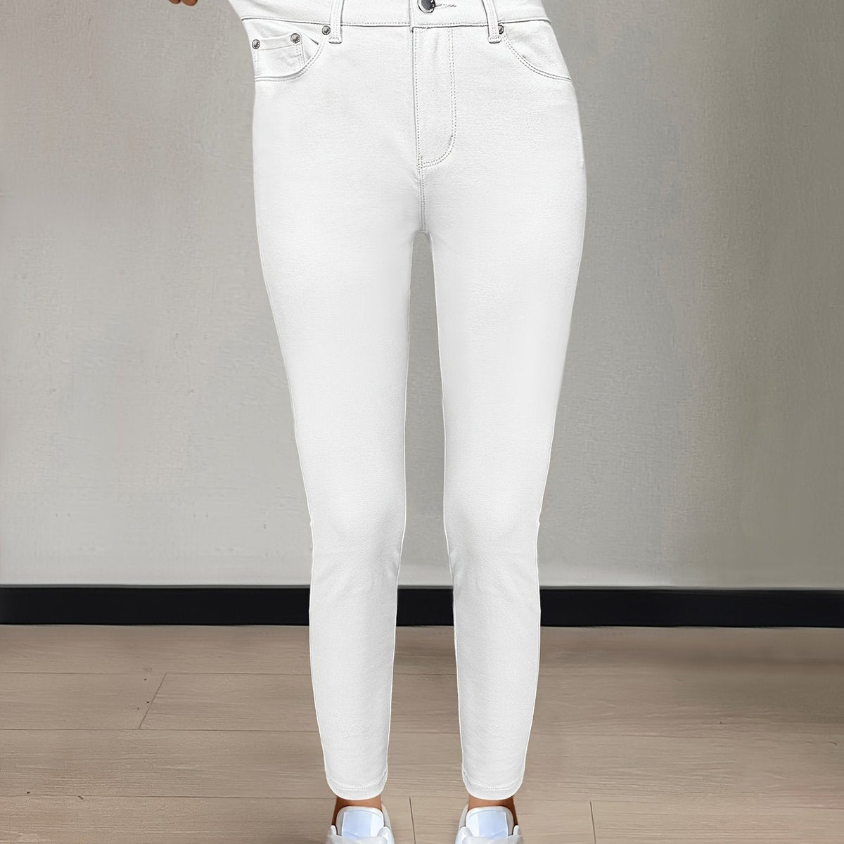 Women's High-Waist Skinny Jeans with Gentle Stretch-Women's Jeans-Bellmaren-White-S-My Store