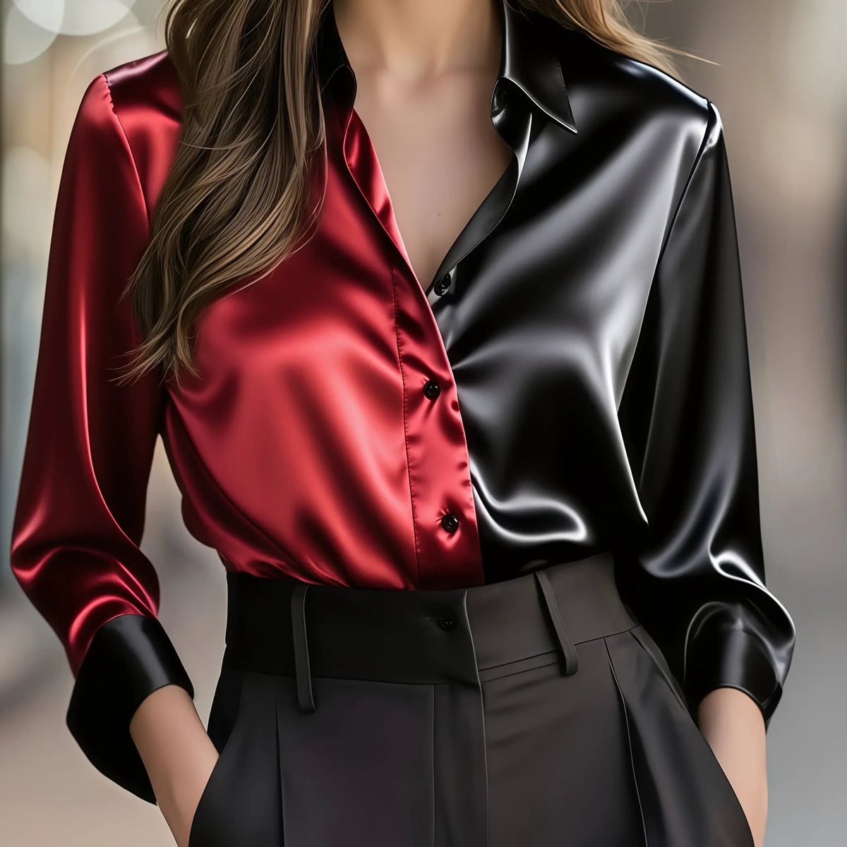 Helene | Refined Color-Block Blouse by My Store
