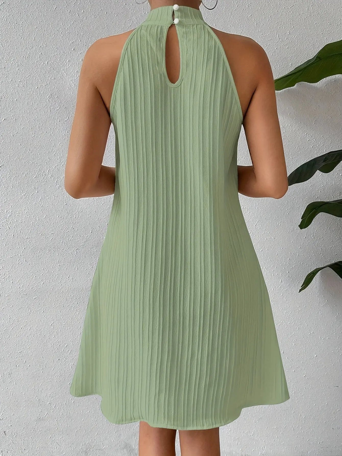 Talia | Textured Halter Mini Dress by My Store