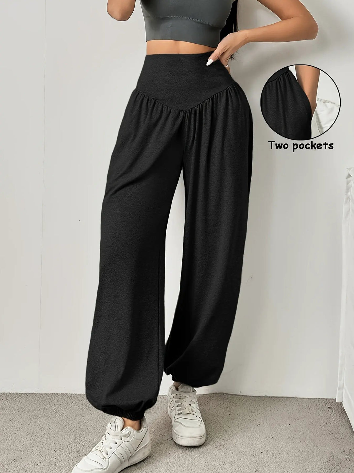 Women's High-Waist Wide-Leg Lounge Trousers-Women's Loungewear Bottoms-Bellmaren-Light Grey-S-My Store