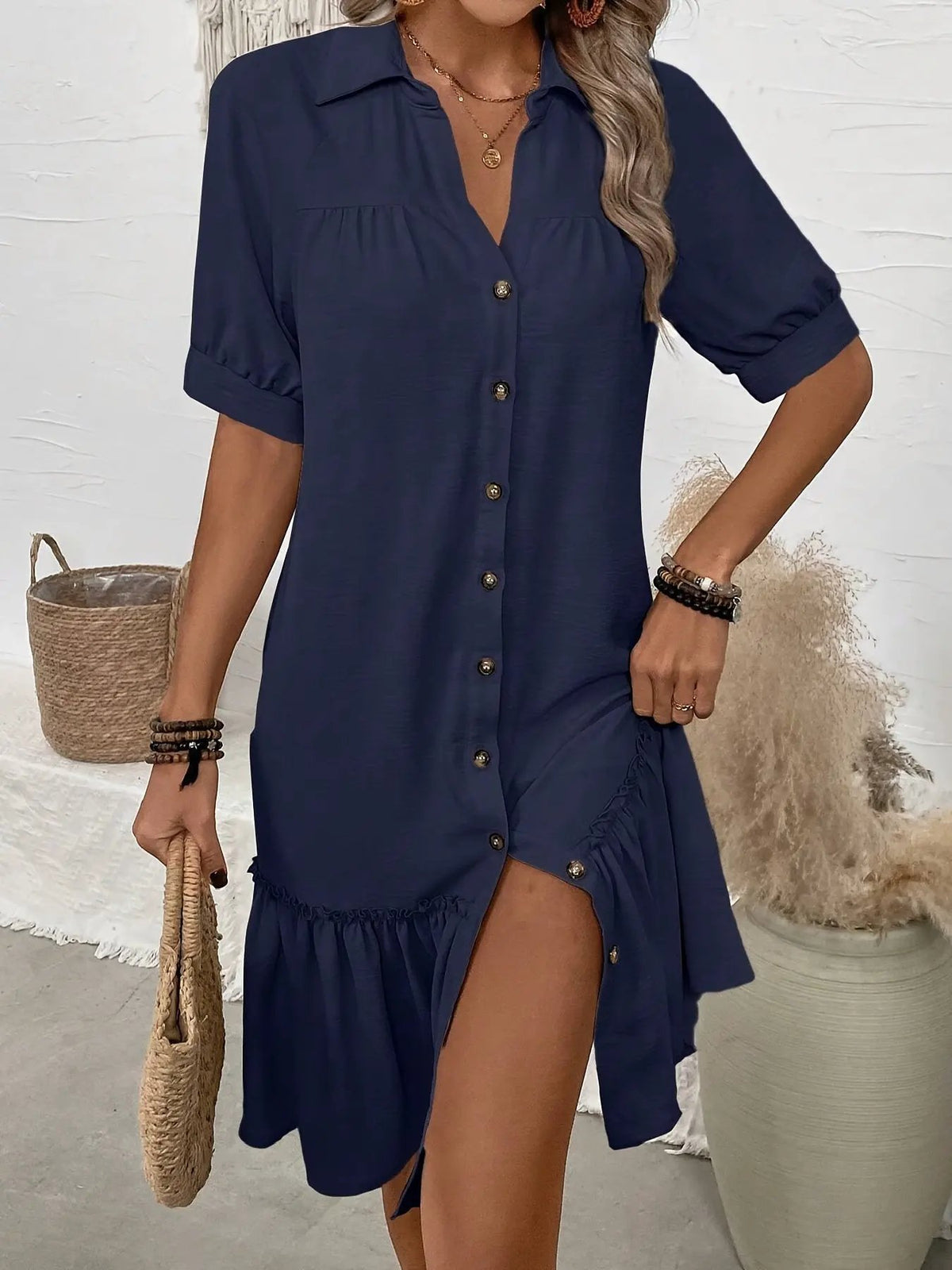 Maevelle | Buttoned Boho Midi Dress by My Store