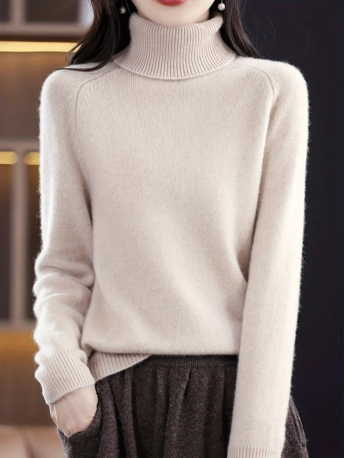 Women's Relaxed Turtleneck Jumper - Soft Everyday Knit by Bellmaren