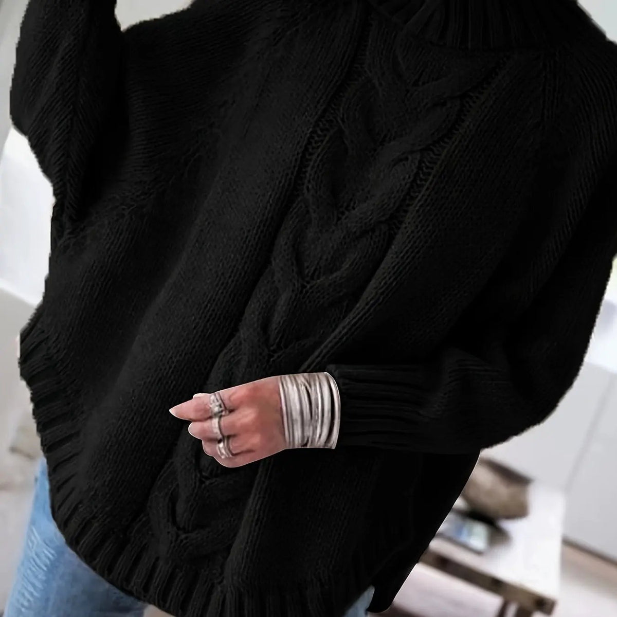 Corinne | Cozy High-Neck Cable-Knit Sweater by My Store