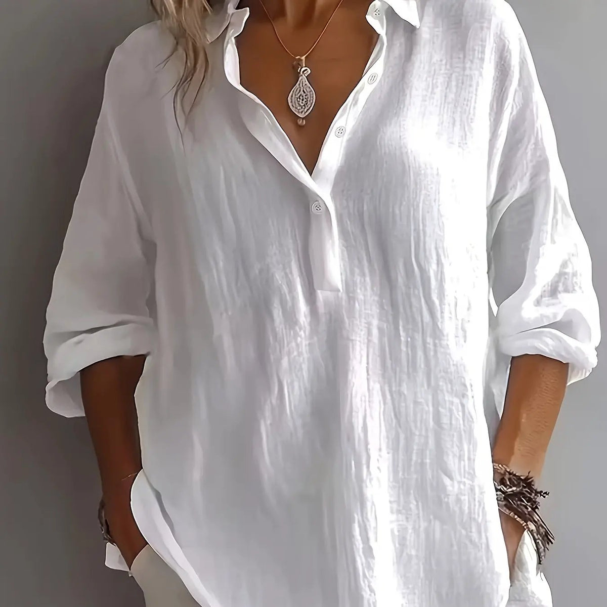 Freya | Relaxed Collared Blouse by Bellmaren