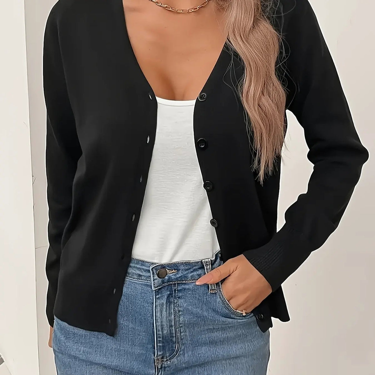 Women's Lightweight Cardigan with Classic Button-Front Closure by Bellmaren