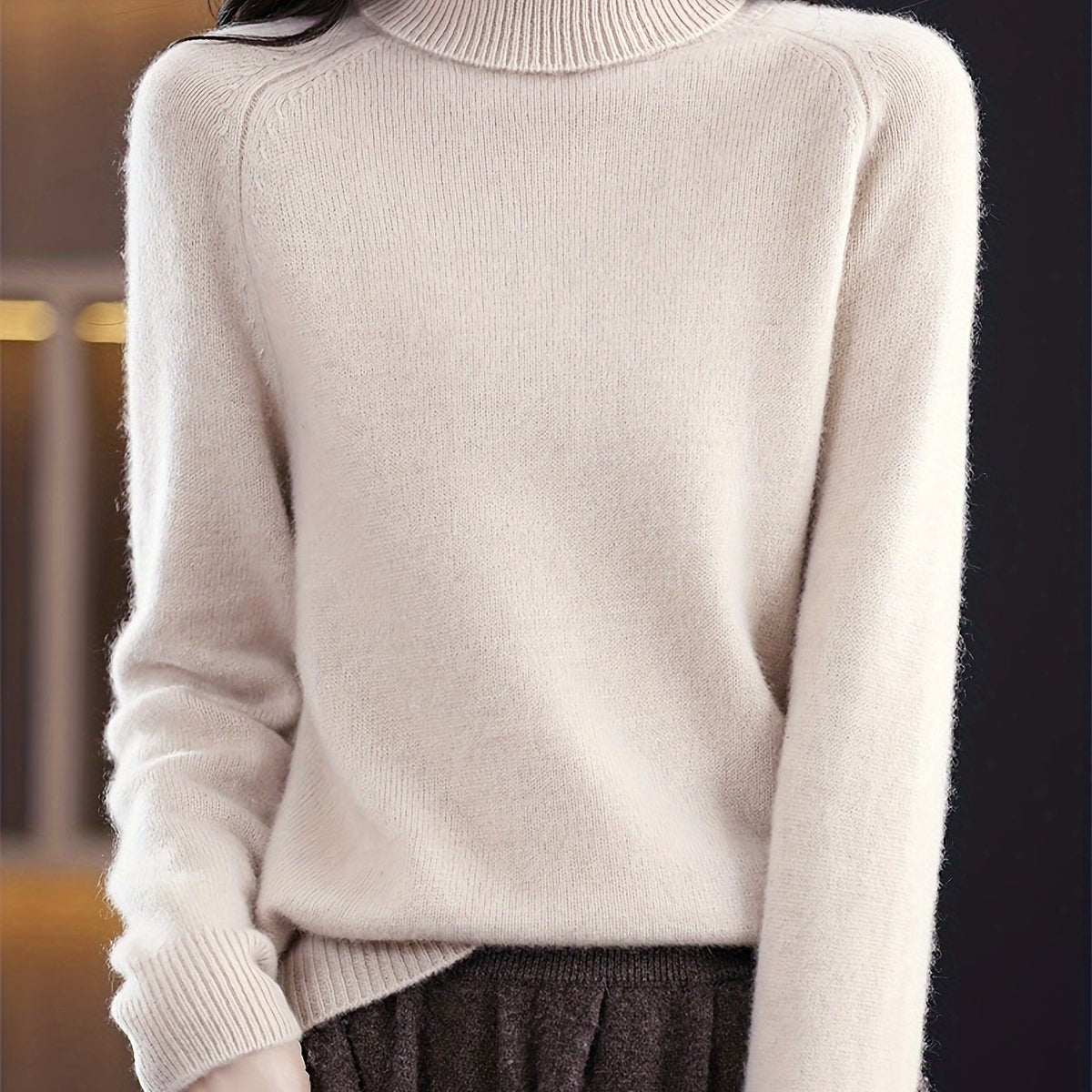 Women's Relaxed Turtleneck Jumper - Soft Everyday Knit by Bellmaren