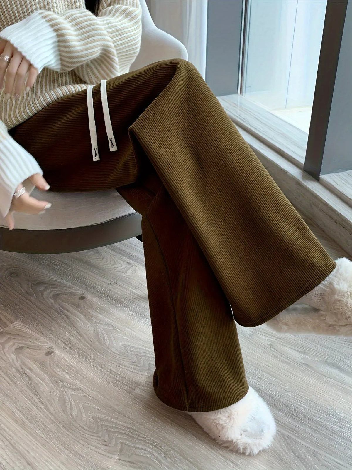 Women's Wide Leg Trousers With Soft Inner Lining-Women's Trousers-Bellmaren-Ginger-XS-My Store