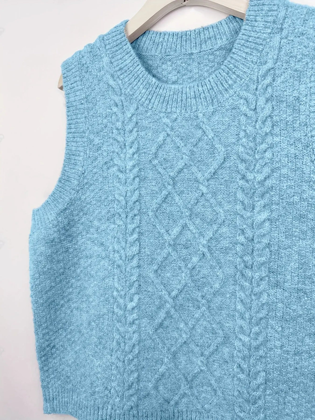 Women's Cable-Knit Sleeveless Vest / Collared Style-Women's Sweaters-Bellmaren-Yellowish-Brown-S-My Store