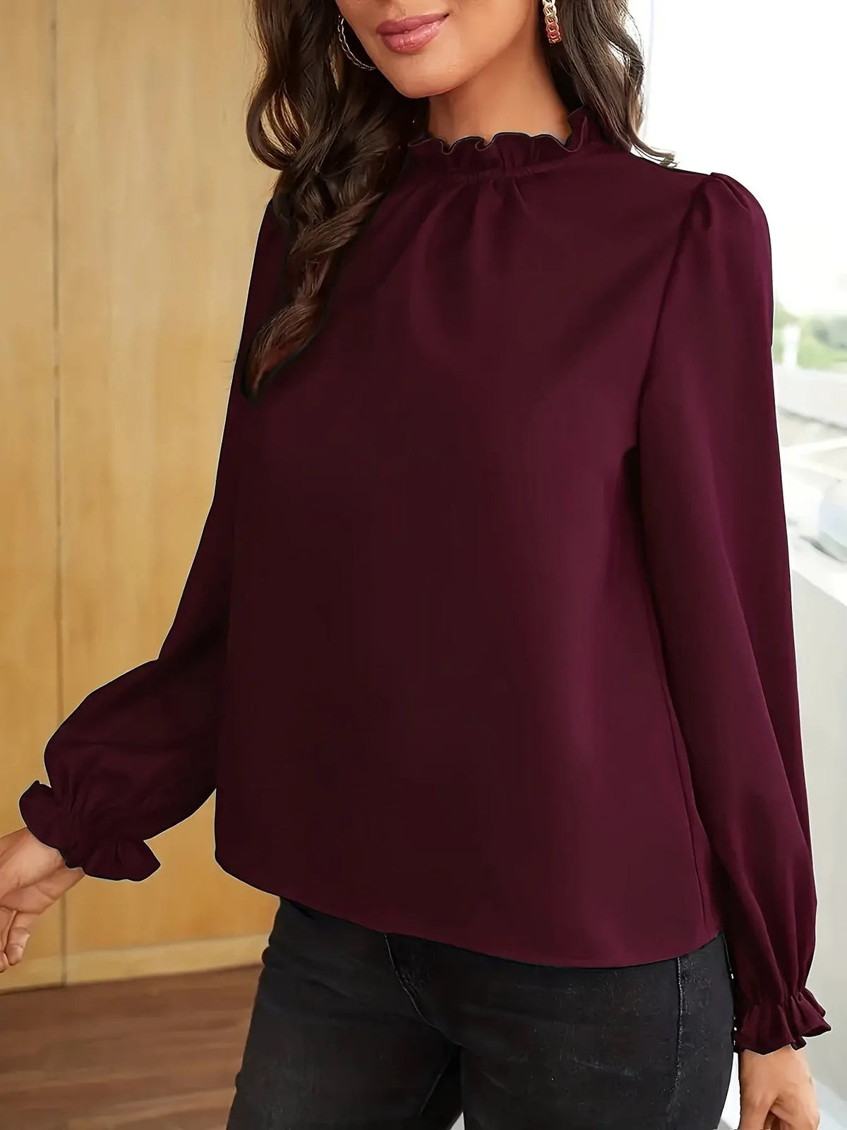 Tamsin | Ruffled High-Neck Puff Sleeve Blouse by My Store