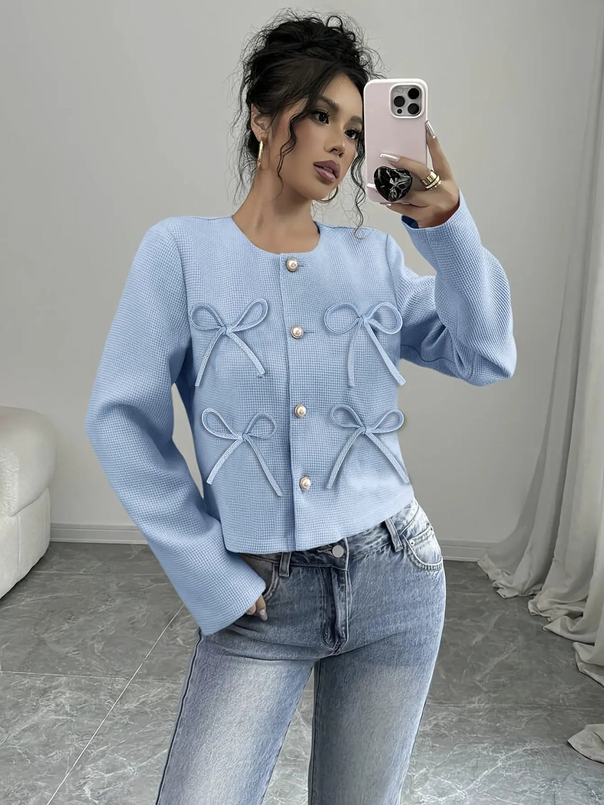 Odette | Bow-Detail Cropped Jacket by My Store