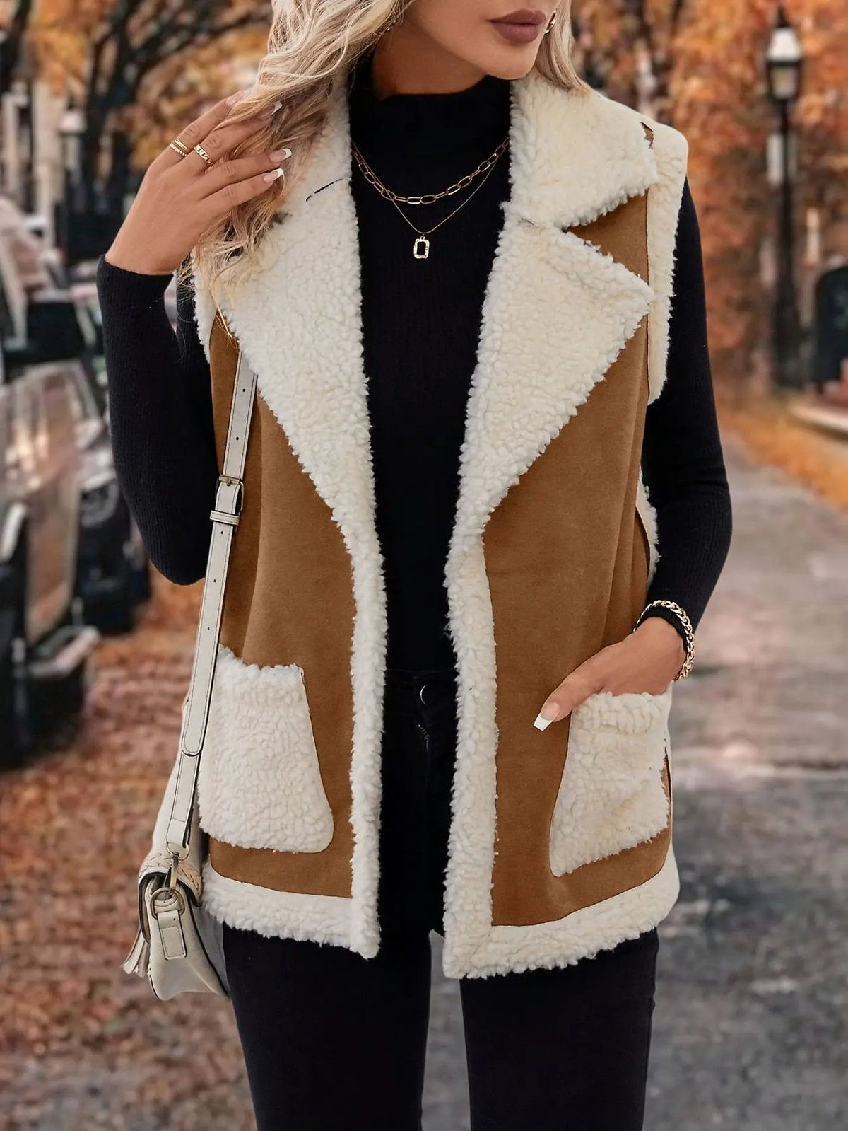 Women's Warm Lined Lapel Collar Sleeveless Vest-Women's Vests-Bellmaren-Rust-S-My Store
