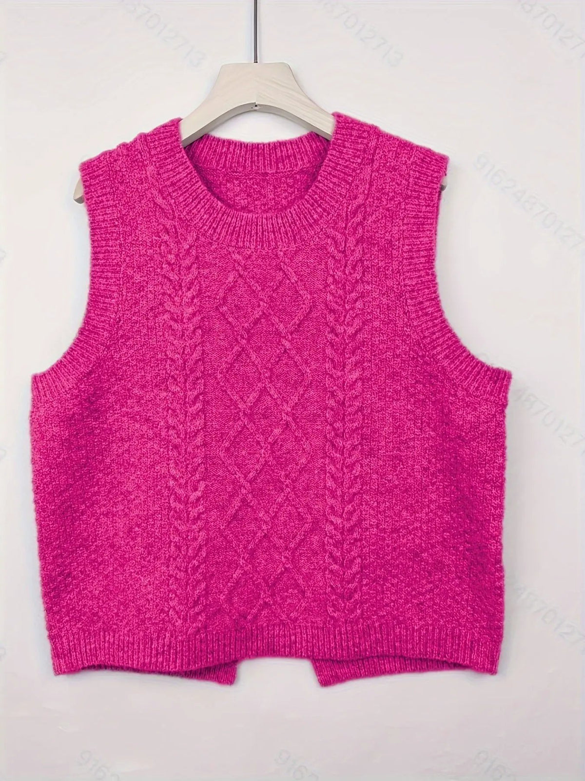 Women's Cable-Knit Sleeveless Vest / Collared Style-Women's Sweaters-Bellmaren-Yellowish-Brown-S-My Store