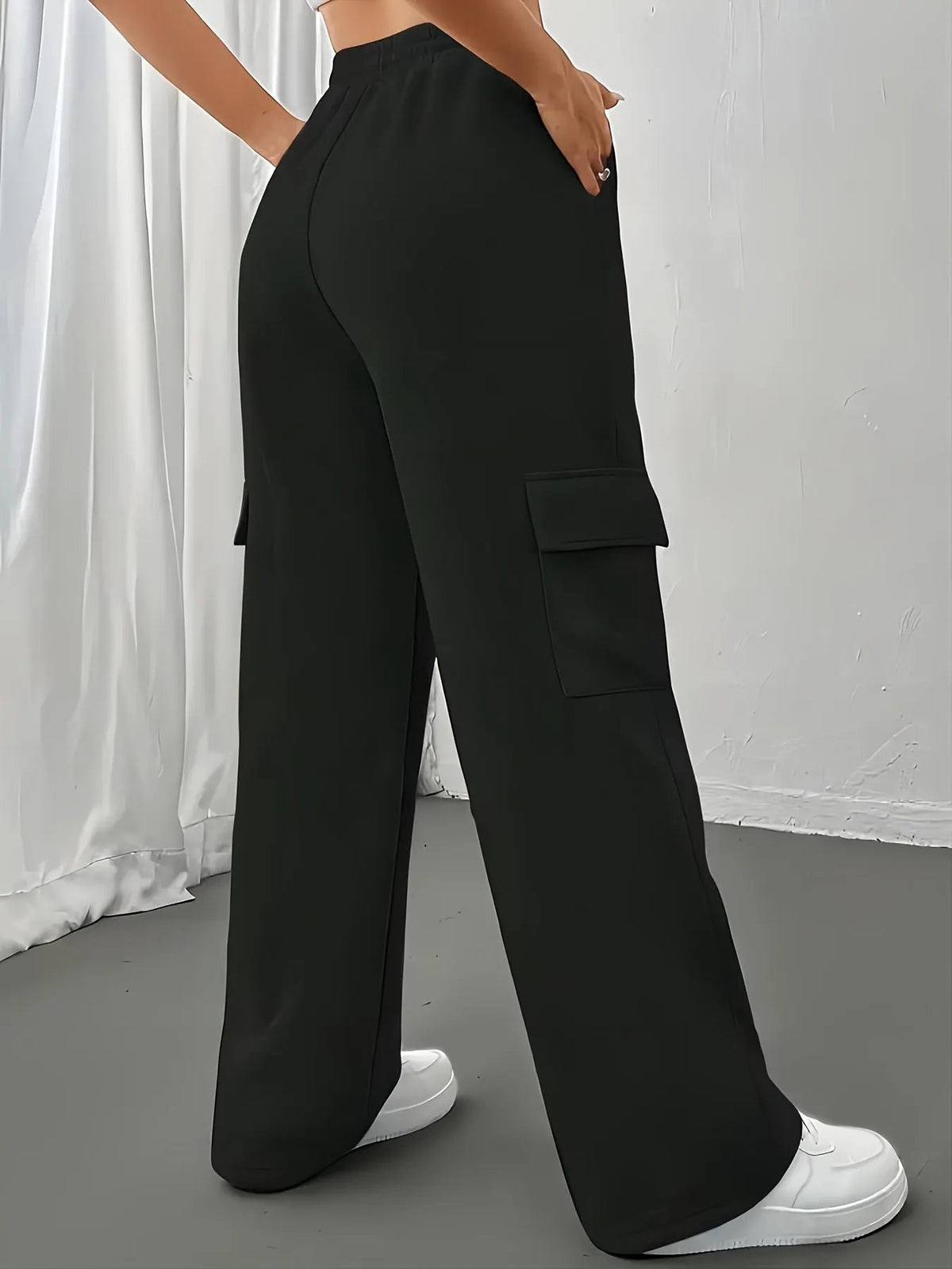 Women's Relaxed Cargo Joggers with Drawstring, Pockets-Women's Joggers-Bellmaren-Grey-S-My Store