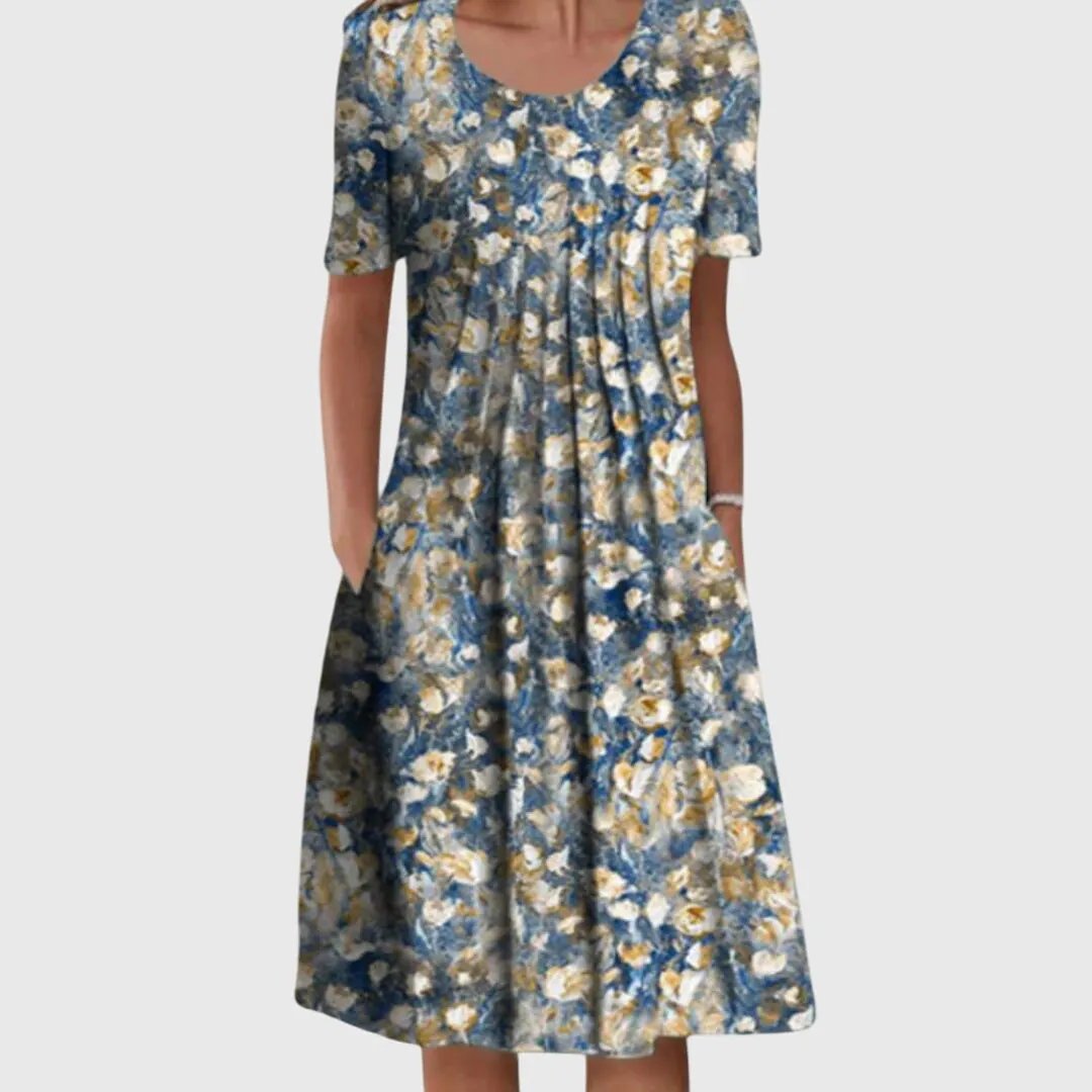 Women's Round Neck Printed Dress by Bellmaren