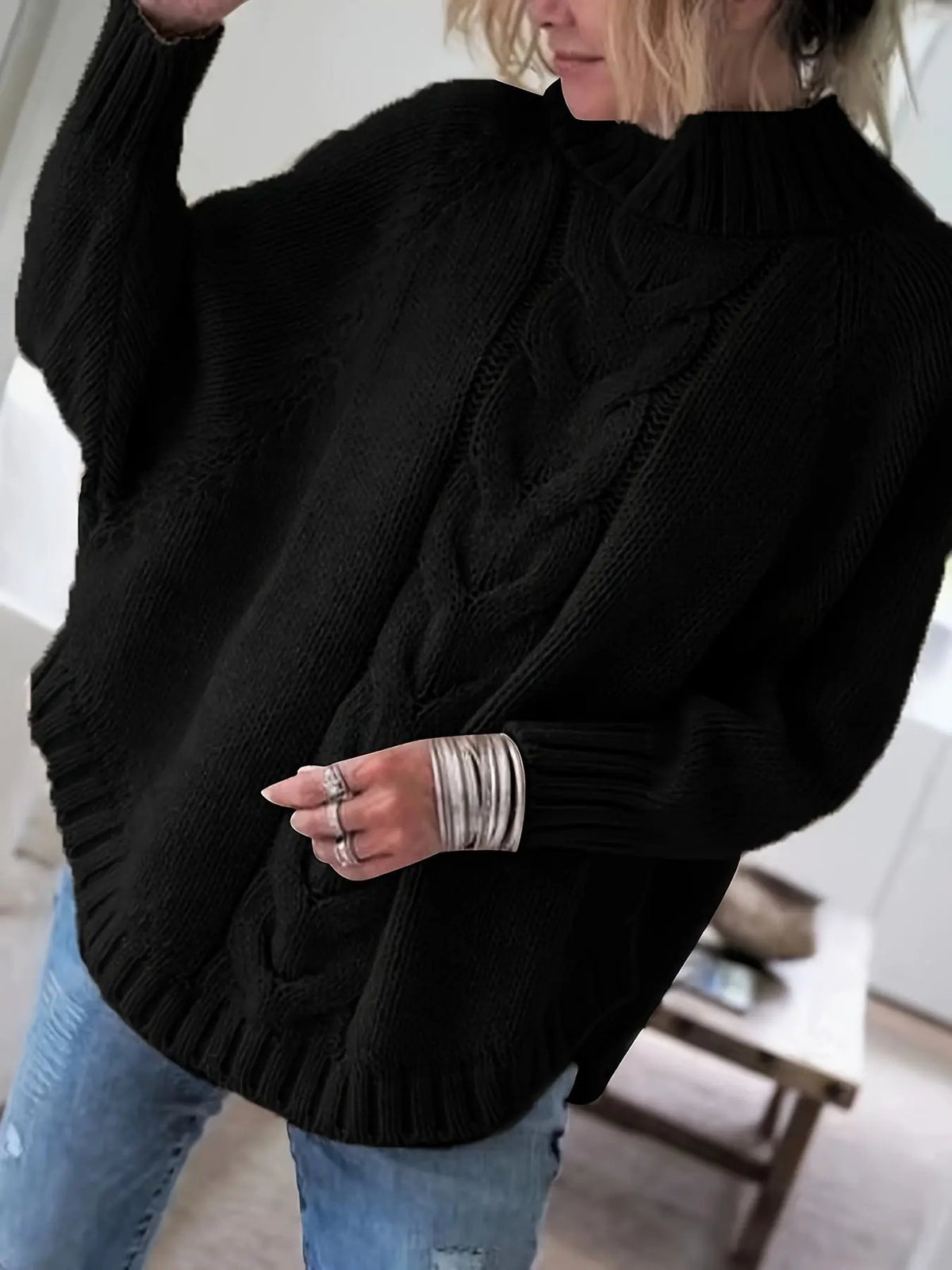 Corinne | Cozy High-Neck Cable-Knit Sweater by My Store