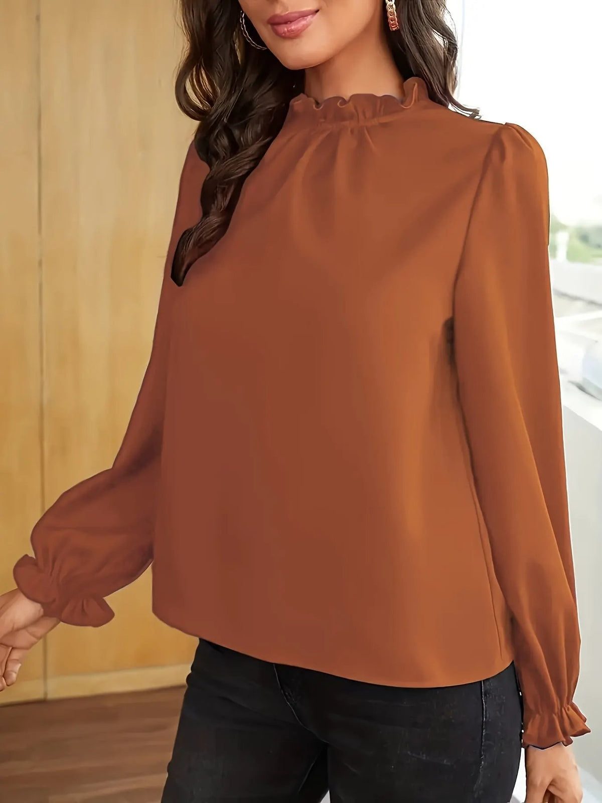 Tamsin | Ruffled High-Neck Puff Sleeve Blouse by My Store