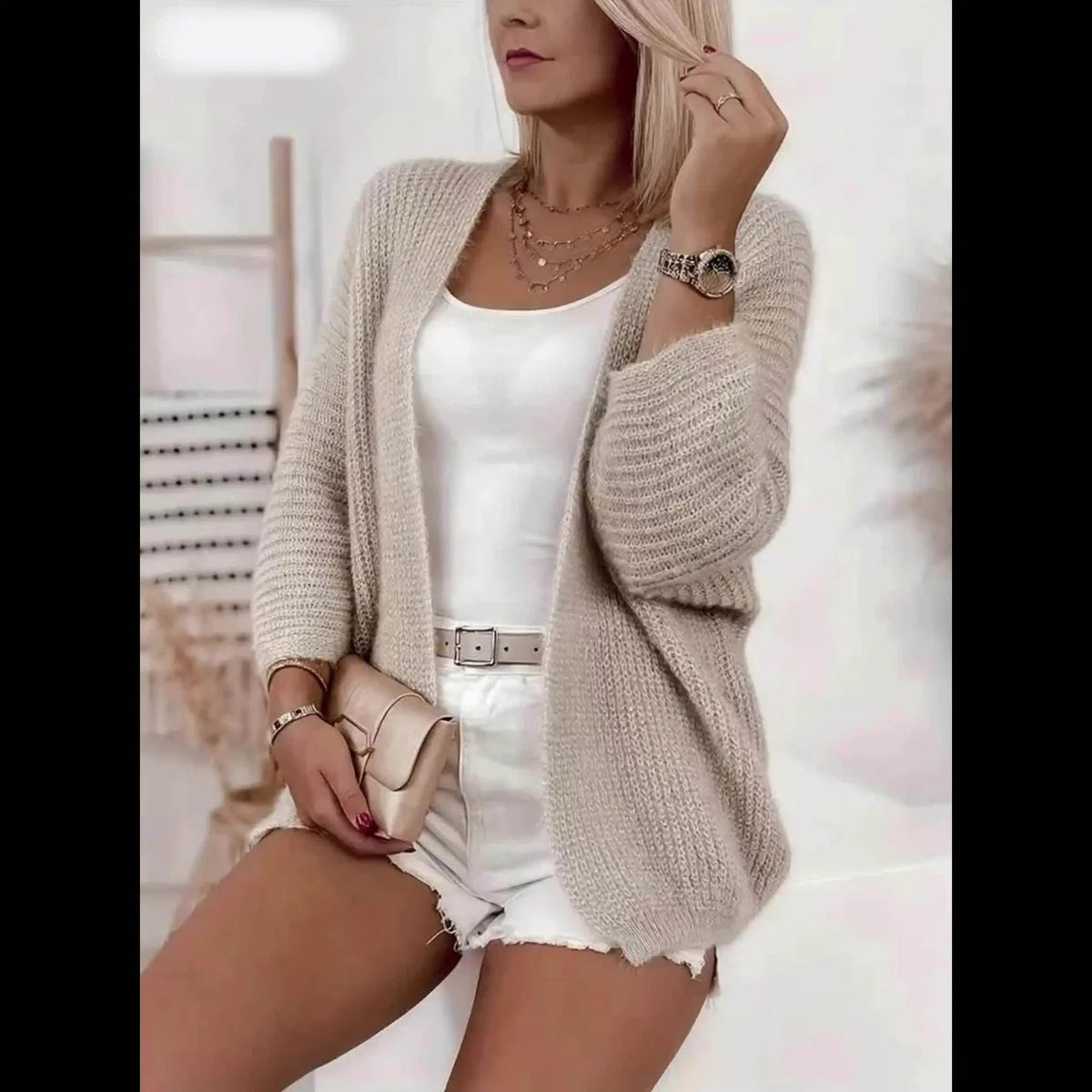 Women's Relaxed Open-Front Lightweight Cardigan by Bellmaren