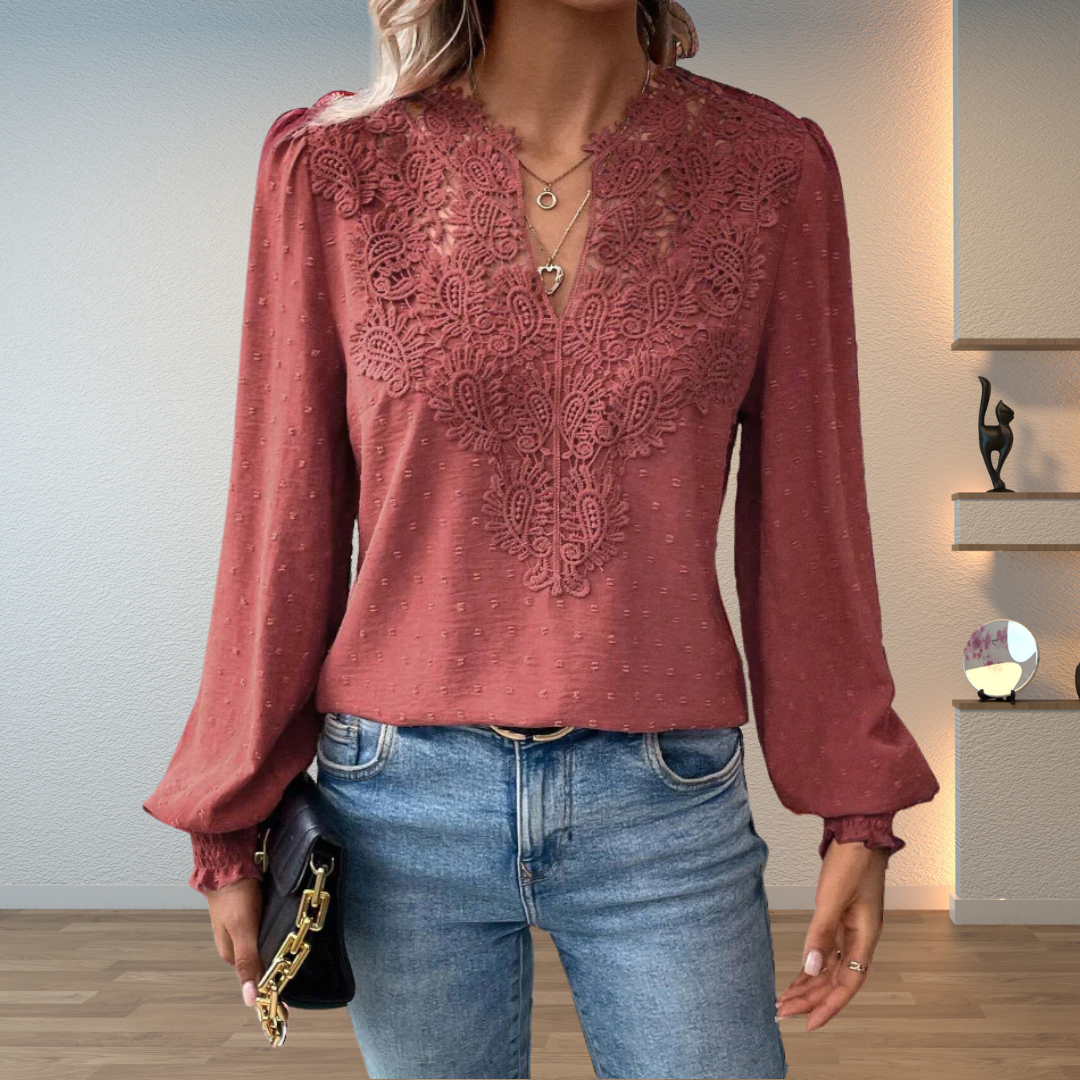Marlene | Elegant Lace-Trim Blouse by Bellmaren