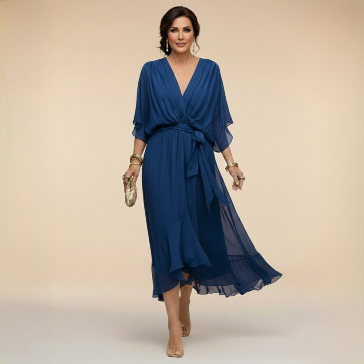 Abigail | Stylish Chiffon V-Neck Dress by My Store