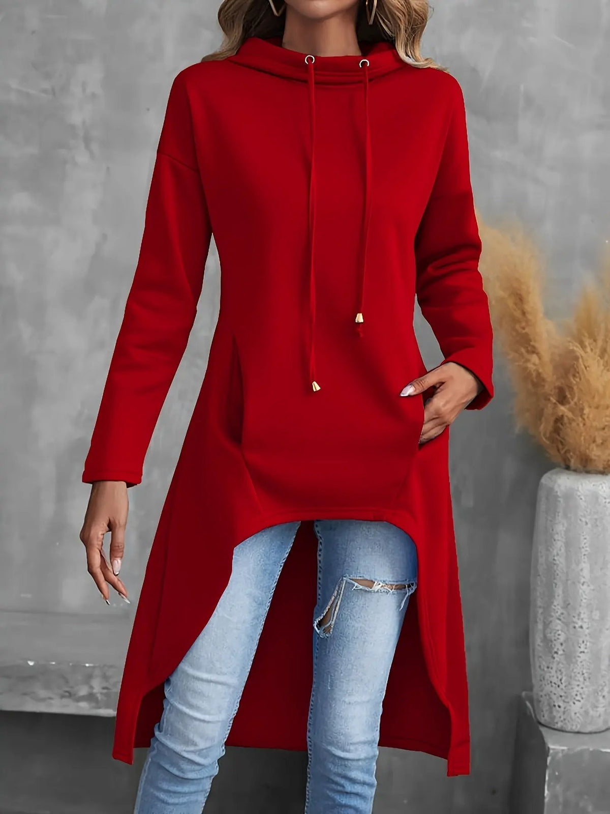 Tabitha | High-Low Drawstring Hoodie by My Store