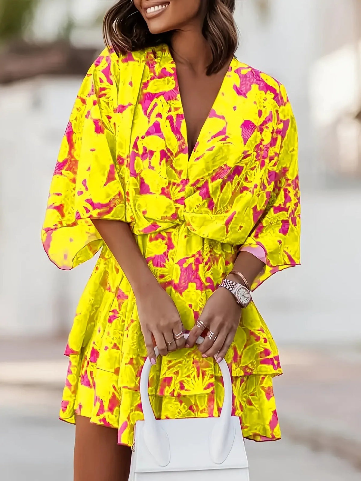 Rosanna | Flowing Batwing Wrap Dress by My Store