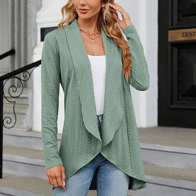 Women's Relaxed Open-Front Draped Cardigan-Women’s Cardigans-Bellmaren-Mint Green-XS-My Store