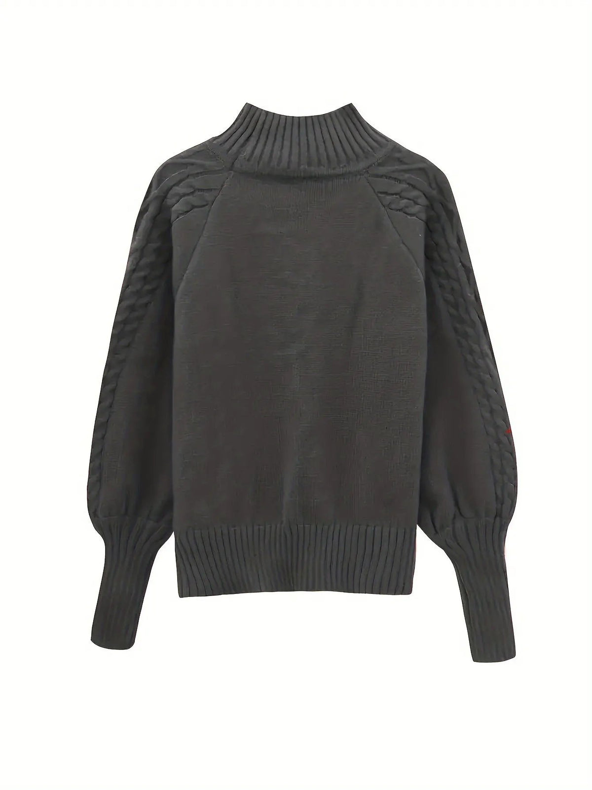 Women's Cable Knit Half Collar Sweater For Layering-Women's Sweaters-Bellmaren-Dark Gray-S-My Store