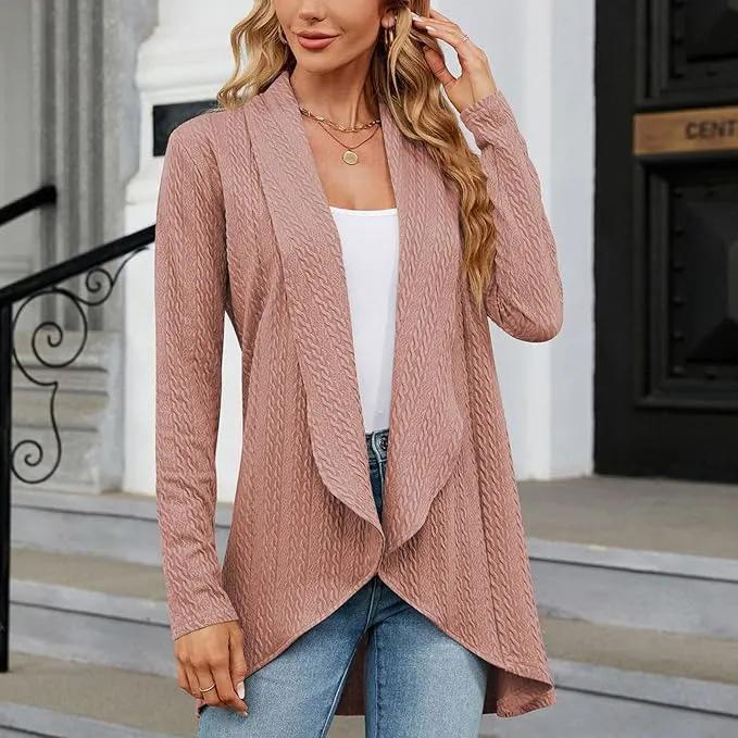 Women's Relaxed Open-Front Draped Cardigan-Women’s Cardigans-Bellmaren-Pink-XS-My Store