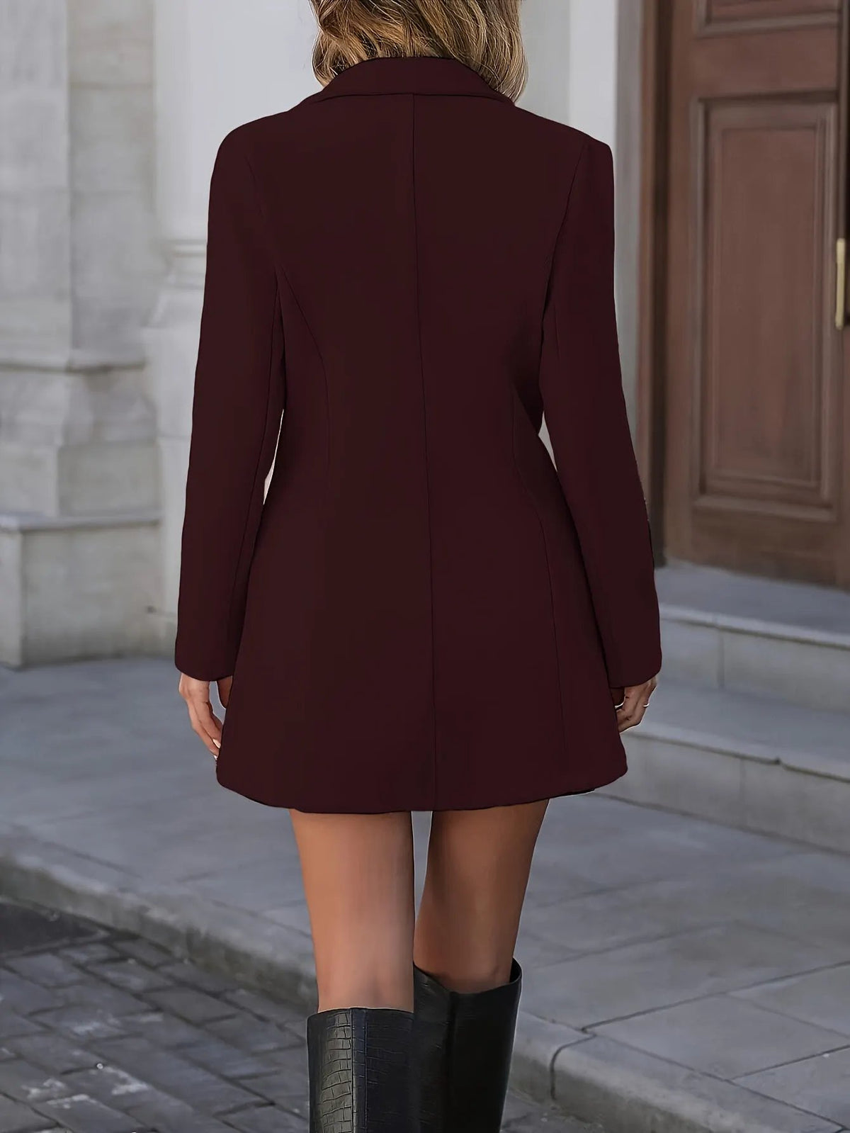 Women's Mid-Length Coat With Waist-Cinching Design-Women's Coats & Jackets-Bellmaren-Pink-S-My Store
