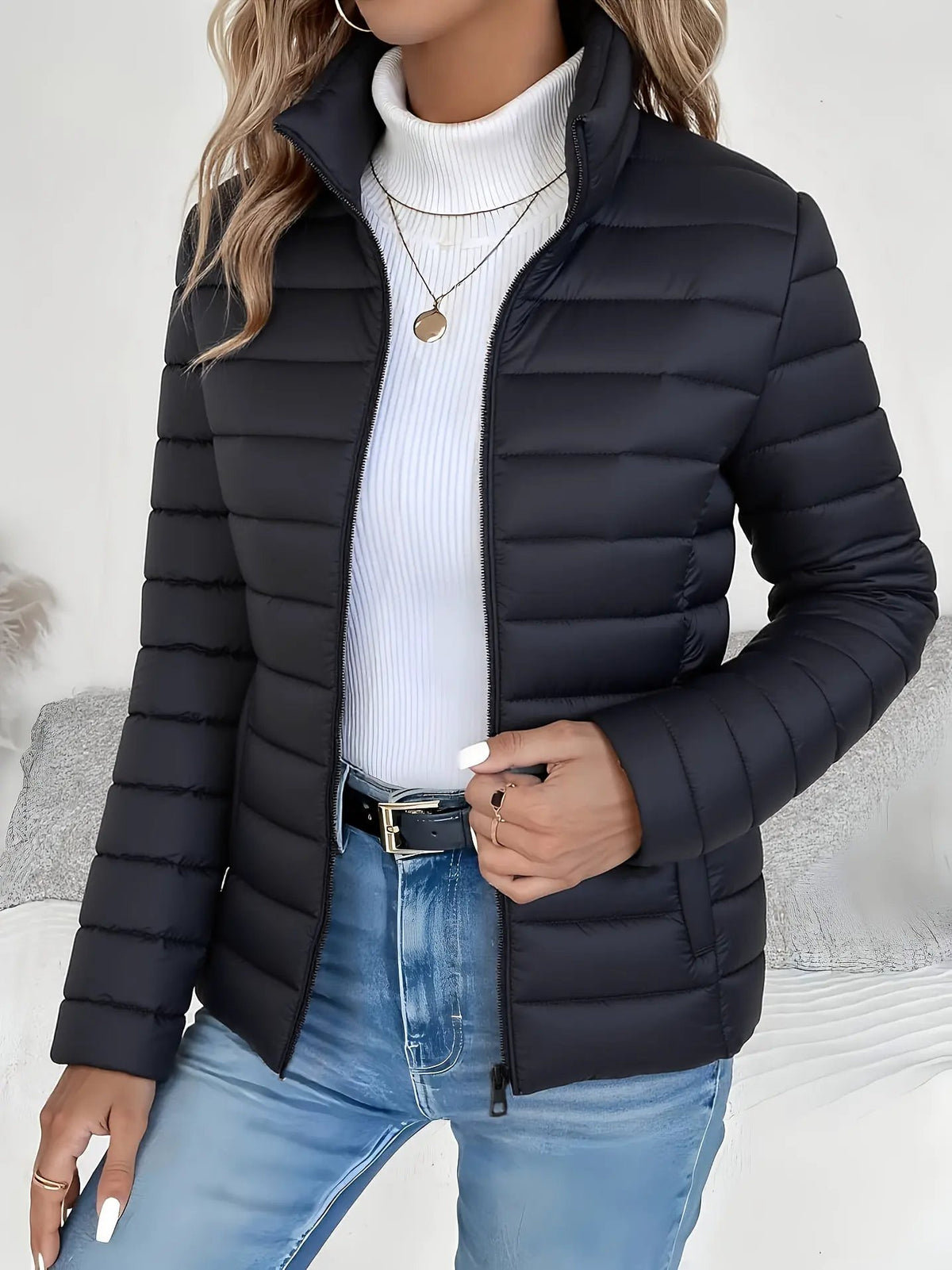 Vivienne | Lightweight Stand-Collar Puffer Jacket by My Store