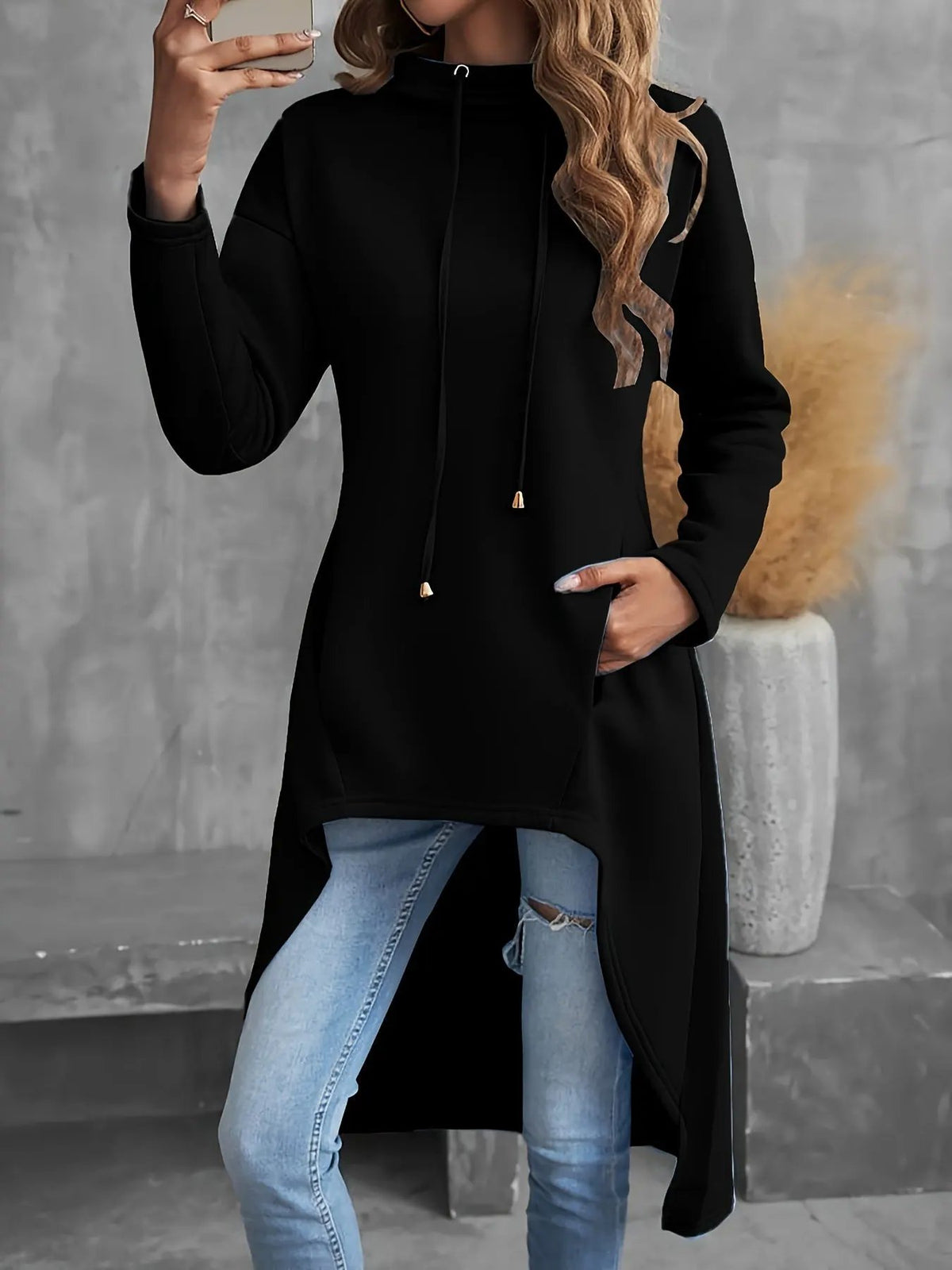 Tabitha | High-Low Drawstring Hoodie by My Store